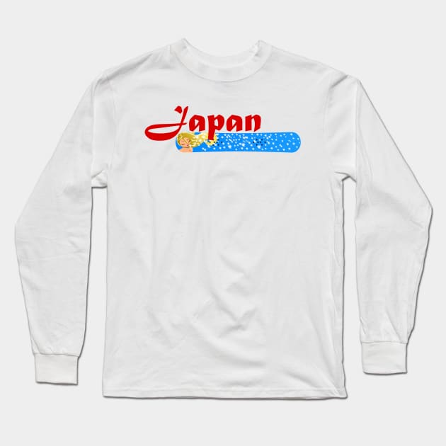 Snowboarding girl in Japan Long Sleeve T-Shirt by ArtDesignDE